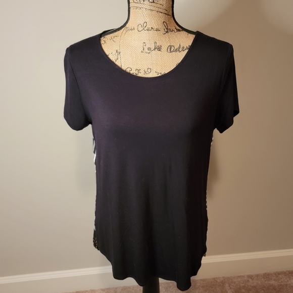 NWOT INC black and white plaid top - Picture 1 of 3